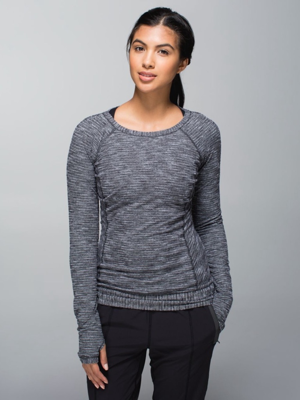 Lululemon Nulu Race Your Pace Black Gray Long-Sleeve Workout Athleisure Top 8